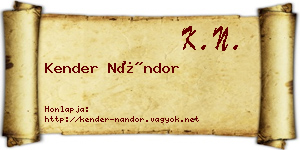 Kender Nándor névjegykártya