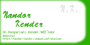 nandor kender business card